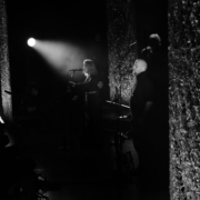 Black and white photo of Wardruna on stage at the Koninklijk Circus, Brussels, Belgium